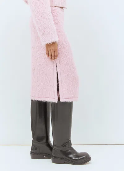 Dries Van Noten Fluffy Midi Skirt In Pink
