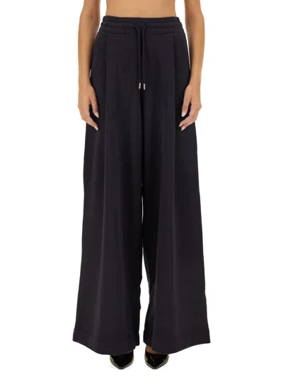 Dries Van Noten Hadium Tape Side-stripe Pleated Wide-leg Pull-on Sweatpants In Blue