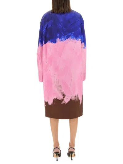 Dries Van Noten Ranks Brushstroke-print Oversized Silk Coat In Multicolor
