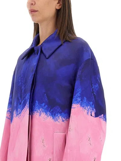 Dries Van Noten Ranks Brushstroke-print Oversized Silk Coat In Multicolor