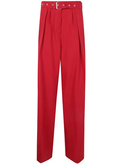 Dries Van Noten Peaches Wide-leg Wool Trousers In Red