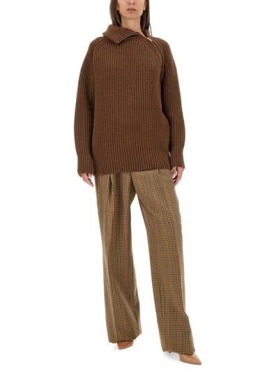 Dries Van Noten Women Shirt With Zip. In Brown