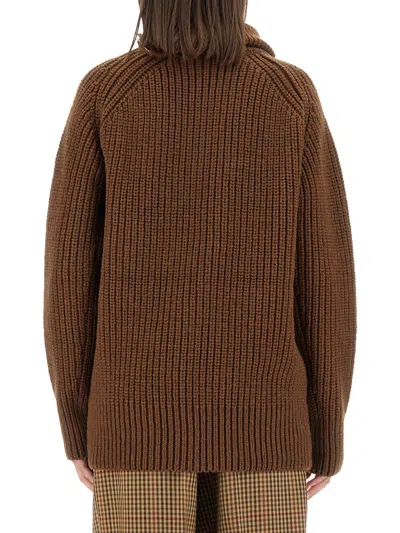 Dries Van Noten Women Shirt With Zip. In Brown