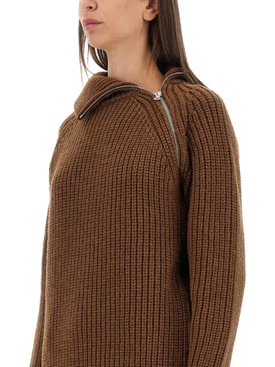 Dries Van Noten Women Shirt With Zip. In Brown