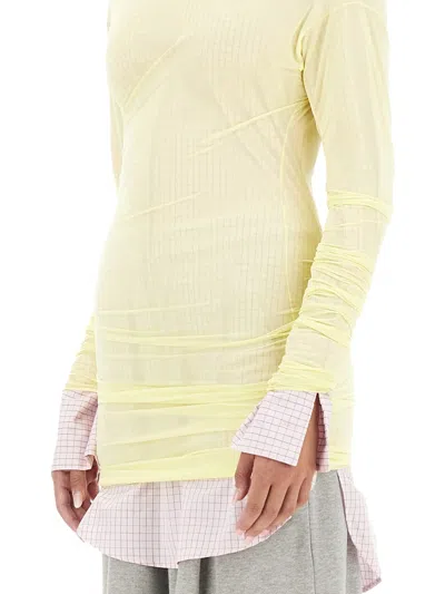Dries Van Noten Long-sleeved Draped Top With In Yellow
