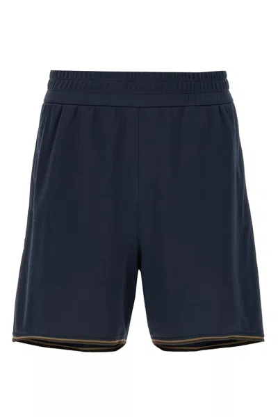 Fendi Dark Blue Ff Jacquard Bermuda Shorts In Blue