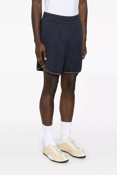 Fendi Dark Blue Ff Jacquard Bermuda Shorts In Blue