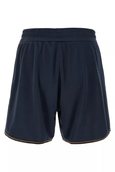 Fendi Dark Blue Ff Jacquard Bermuda Shorts In Blue