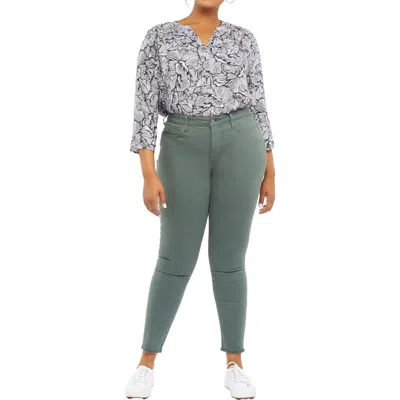 Nydj Plus Ami Womens Tummy Slimming Denim Skinny Jeans In Green