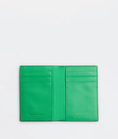 Bottega Veneta Intrecciato Flap Card Case In Black Grass