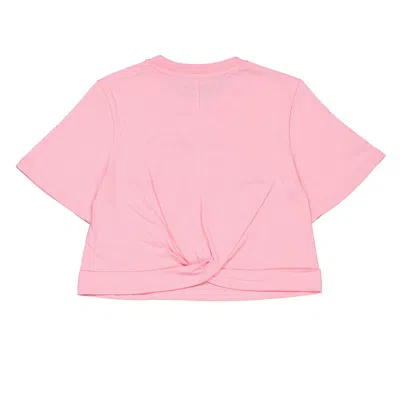 Msgm Logo-embellished Cropped T-shirt In Pink