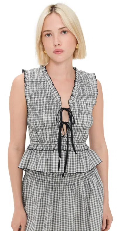 Rails Womens Ivory Jet Gingham Martine Checked Cotton-blend Poplin Top In Ivory Jet Gingham