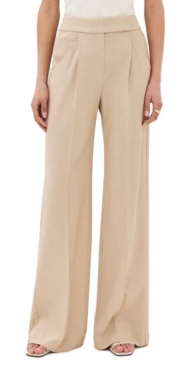 Veronica Beard Cruz Stretch-linen Pant In Stone Khaki In Neutral
