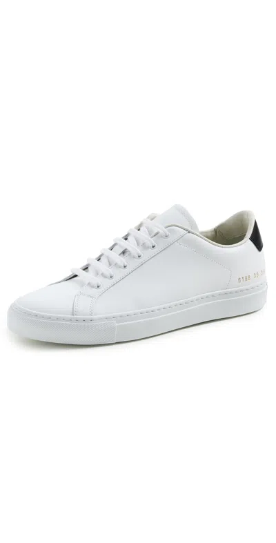 Common Projects Low Top Leather Sneakers With Flatform Sole In White/black