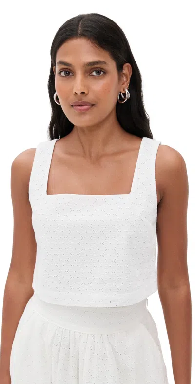 Paige Aelita Square-neck Eyelet Cropped Top In White