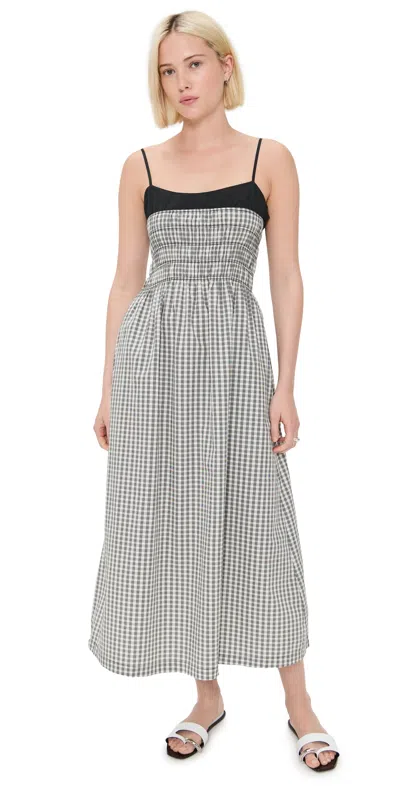 Rails Primrose Black Trim Neckline Midi Dress In Jet Gingham In Ivory Jet Gingham