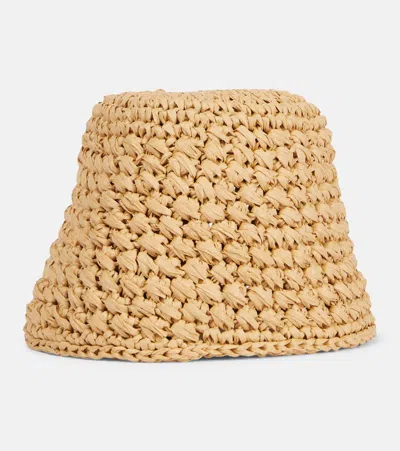 Loro Piana Jasmine Raffia Bucket Hat In Cream