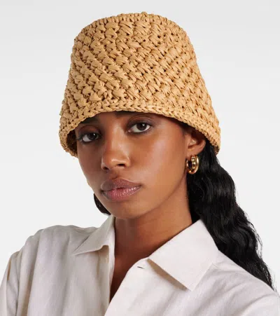 Loro Piana Jasmine Raffia Bucket Hat In Cream