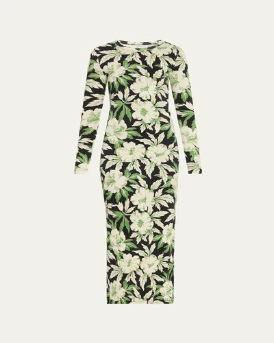 Loewe Floral Print Tube Dress In Green
