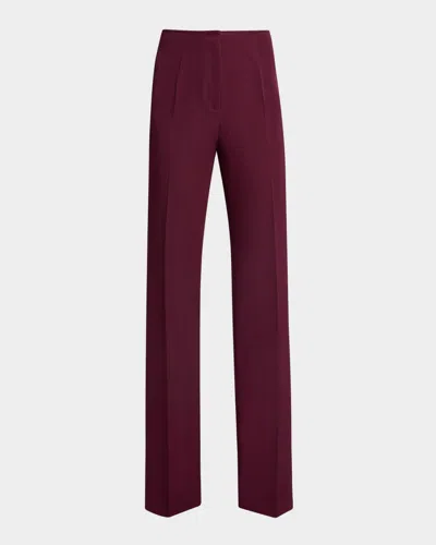 Santorelli Della Staight Leg Pants With Slanted Pockets In Fluid Techno Crepe In Cherry Cola