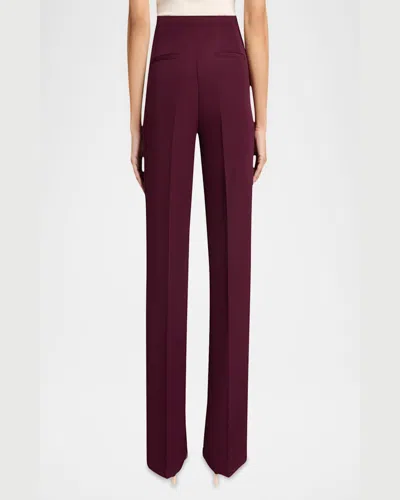 Santorelli Della Staight Leg Pants With Slanted Pockets In Fluid Techno Crepe In Cherry Cola