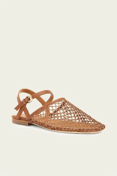 Staud Mesh Square Toe Sandals With Gold Hardware In Brown