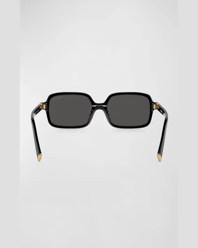 Miu Miu 11zs Rectangular Sunglasses In Light Blue