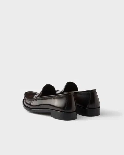 Prada Women's Dark Leather Loafers In Sienna