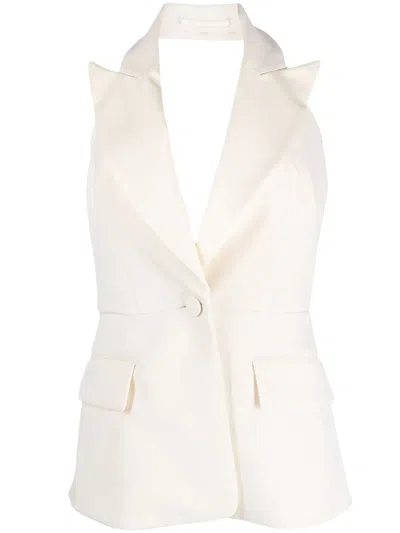 Max Mara Suit Style Virgin Wool Top In White