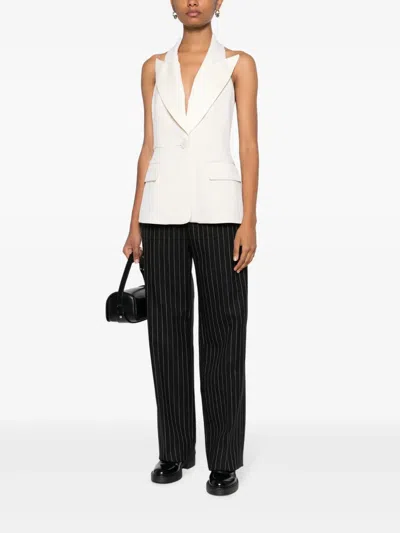 Max Mara Suit Style Virgin Wool Top In White