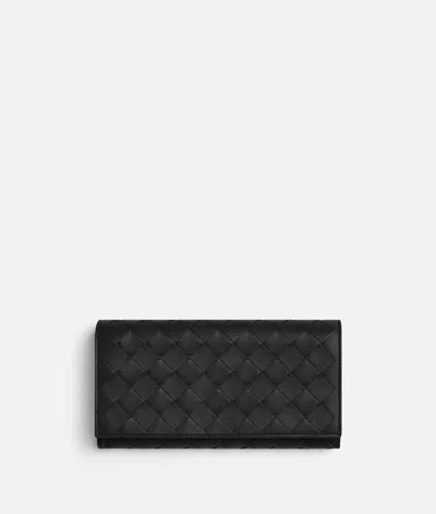 Bottega Veneta Women Portafoglio Intrecciato Con Patta Grande In Black