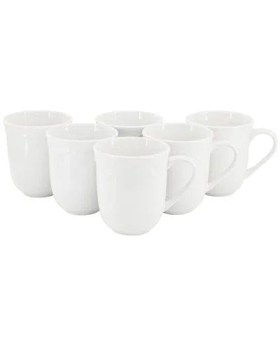 Elama Henryi 6 Piece 12 Ounce Porcelain Mug Set In White