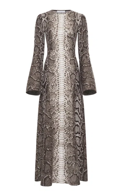 Gabriela Hearst Snake-effect Jacquard-knit Cashmere And Silk Blend Maxi Dress In Gray