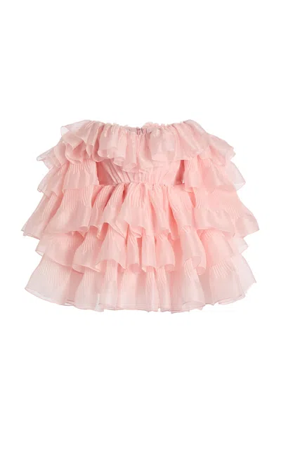 Giambattista Valli Ruffled Organza Mini Dress In Light Pink