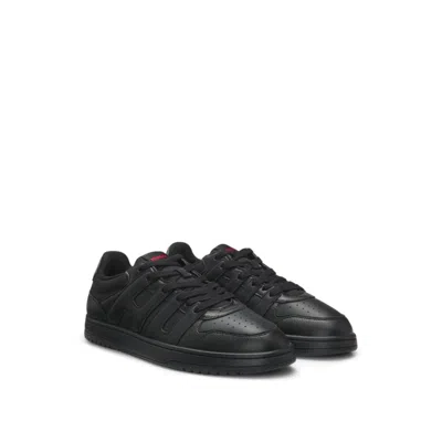 Hugo Boss Faux-leather Trainers With Logo Uppers In Black