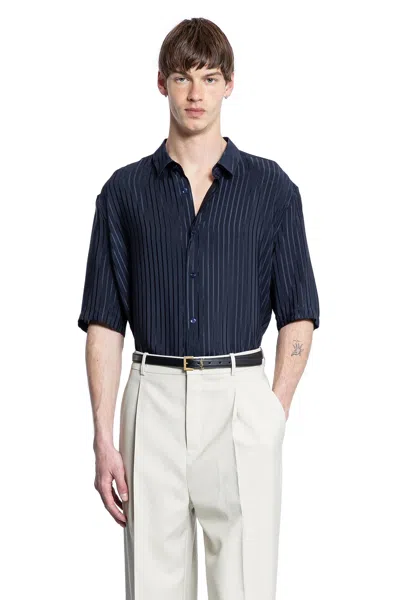 Saint Laurent Striped Shirt In Blue