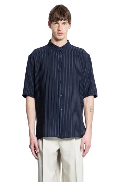 Saint Laurent Striped Shirt In Blue