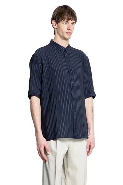 Saint Laurent Striped Shirt In Blue