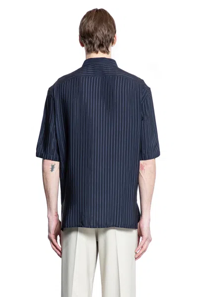 Saint Laurent Striped Shirt In Blue