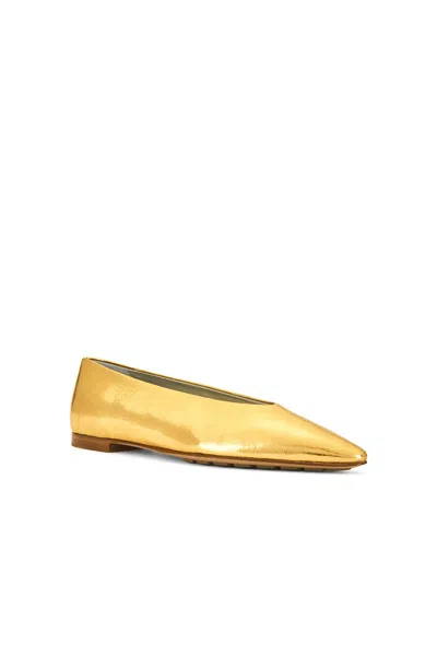 Bottega Veneta Gold Sofia Ballerina Flats In Gold