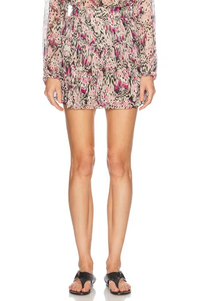 Isabel Marant Tiered Silk Skirt With Abstract Pattern In Pink
