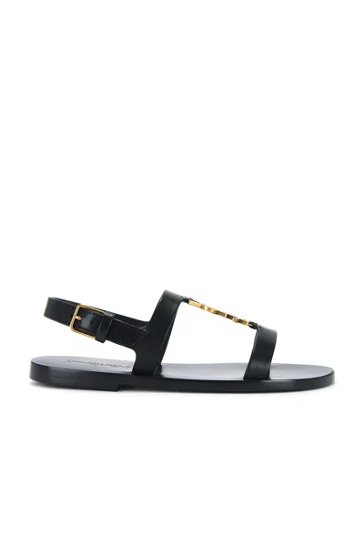 Saint Laurent Cassandre Sandals In Black