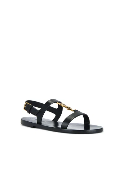 Saint Laurent Cassandre Sandals In Black