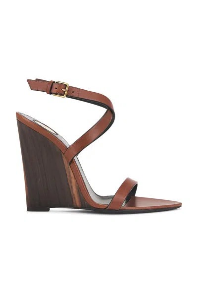 Saint Laurent Gippy Heeled Sandals In Bruciato
