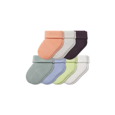 Bombas Baby Week Of Gripper Calf Sock 7-pack In Dawn Lime Mix