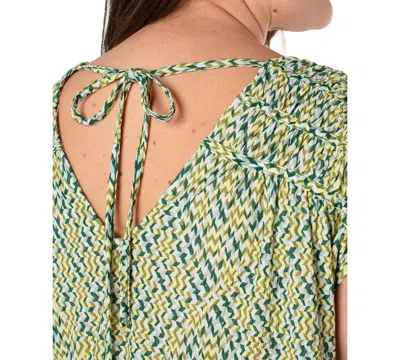 Liverpool Plus Size Tie-back Knit Top In Green Mini Chevron