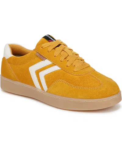 Dr. Scholl's Women's X Milk Bar Rebel Sport Low Profile Lace Up Sneakers In Yellow,white Suede,leather