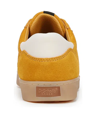 Dr. Scholl's Women's X Milk Bar Rebel Sport Low Profile Lace Up Sneakers In Yellow,white Suede,leather