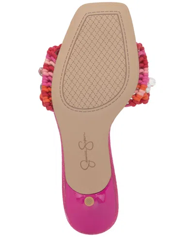 Jessica Simpson Women's Cameleah Embellished Woven Dress Sandals In Bright Orchid Knit Rope