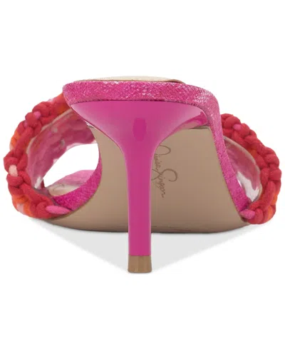 Jessica Simpson Women's Cameleah Embellished Woven Dress Sandals In Bright Orchid Knit Rope